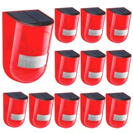 Solar Sound & Light Alarm Motion Sensor 110 Decibels Siren Sound Alert & 6LEDs Flash Warning Strobe Security Alarm System for Farm Villa (12 Pack)