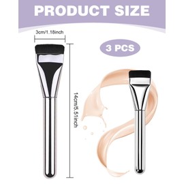 KEMUZ 3Pcs Ultra Thin Foundation Pinsel, Foundation Kosmetikpinsel, Foundation Pinsel Flach,Makeup Concealer Brush, für Cremige, Pudrige oder Flüssige Foundation(Rosa + Lila + Silber)