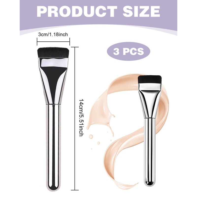 KEMUZ 3Pcs Ultra Thin Foundation Pinsel, Foundation Kosmetikpinsel, Foundation Pinsel