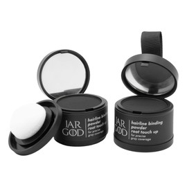 JARGOD Hairline Powder Root Touch-Up, 0.14 Ounce (Pack of 2), Black - Instant Gray Coverage Temporary Hair Color for Roots and Highlights for Women & Men