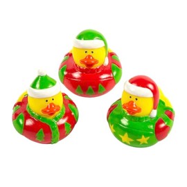 Ugly Sweater Rubber Ducks - Holiday Christmas Stocking Stuffer, Reward, Party Favor, Prize Box, Treasure Box - 3 Piece