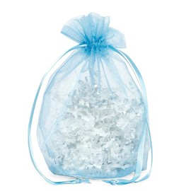 Paper Mart Light Blue Organza Bags with Round Bottom | Quantity: 30 | Width: 6 1/2" Gusset - 4"