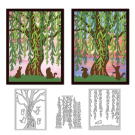 DELORIGIN Cutting Dies with Willow Tree Motif for Crafts Cards Cutting Template Made of Carbon Steel Embossing Stencils Frame Cutting Dies 2025 for Cards Albums Invitations Gift Decoration