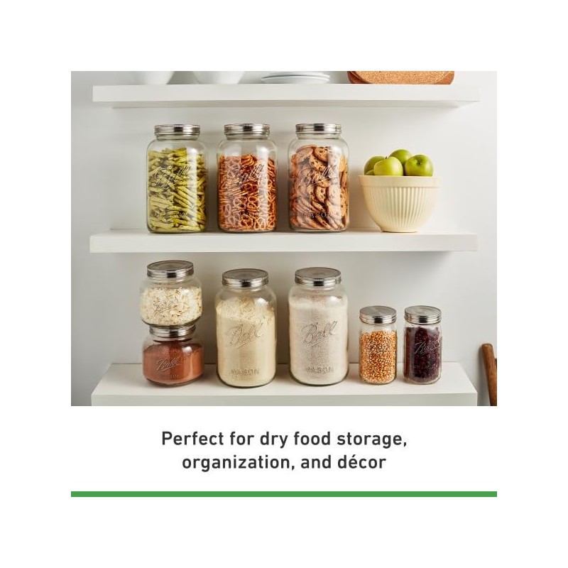 Ball Decorative Glass Mason Jar, Half Gallon Size, 64 OZ