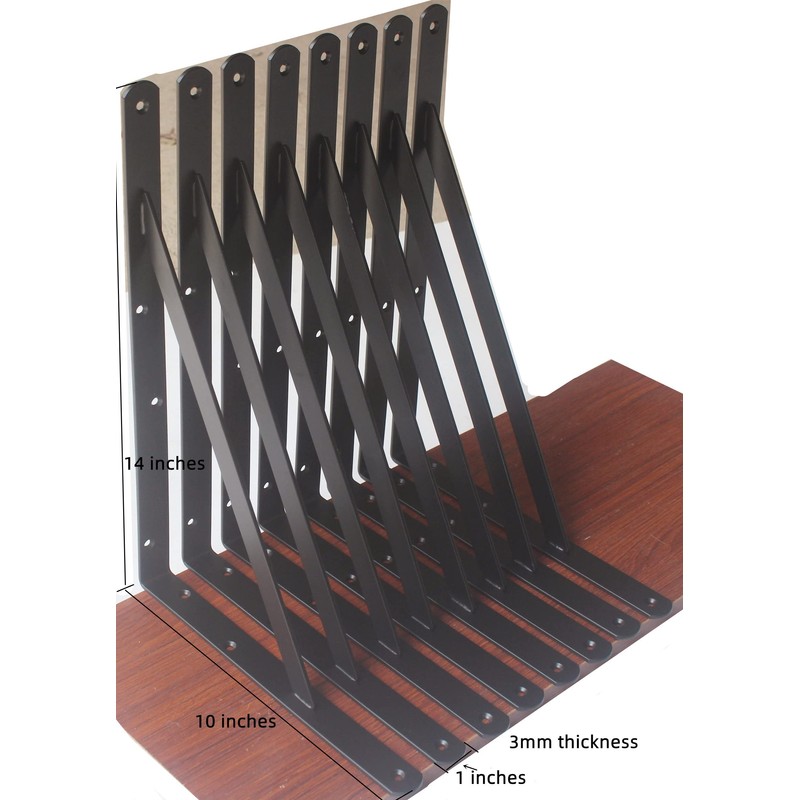 8 Pack L14 x H 10" Black Heavy Duty Shelf