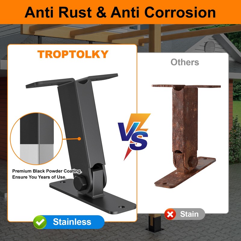 Heavy Duty Roof Riser Brackets Kit, TROPTOLKY Adjustable Angle Pergola