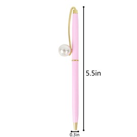 3 Pcs Pearl Decorative Metal Ballpoint Pen Ball Pen 0.7mm Fine Tip Black Ink Pink
