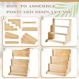 Barydat 3 Tier Wooden Card Display Stand Stationary Organizer Sticker Display Stand for Vendors Crafts Greeting Card Organizer Racks Retail Display Stand Holder for Counter Tabletop Display Supplies