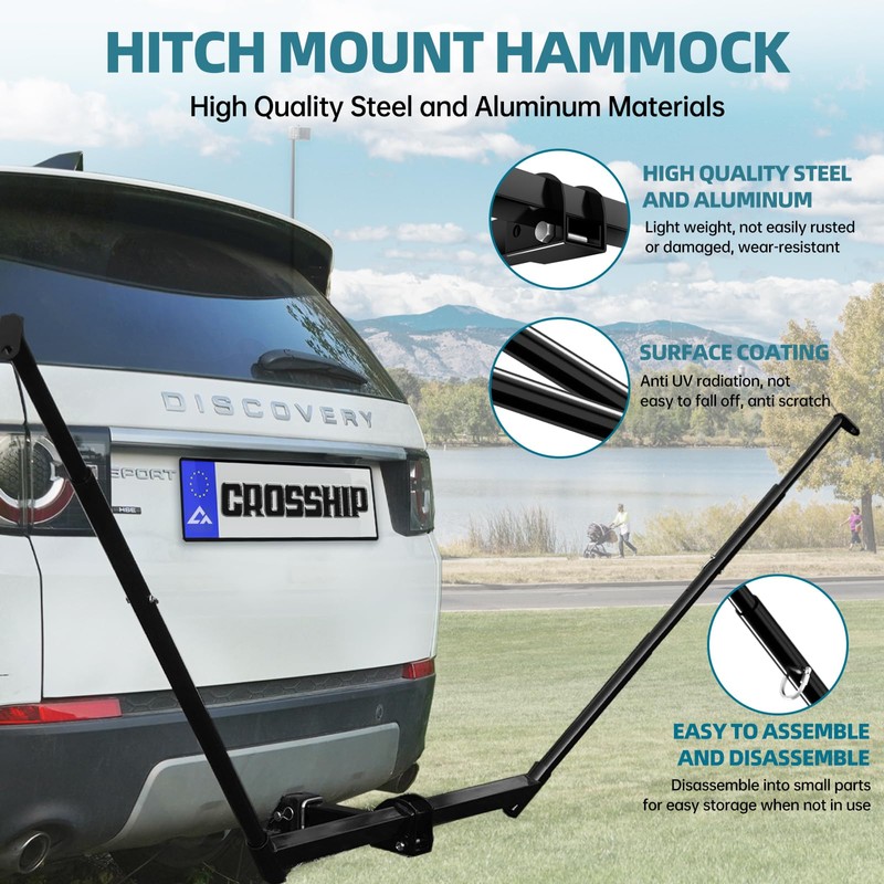CROSSHIP Hitch Mount Hammock Stand - Includes Parachute Nylon Hammock