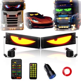 2PCS LED Eyes for Car Windshield: 23.6"x4.73" Devil Eyes Light for Windshield with Upgraded Chip Two Screens, Windshield Eyes with DIY Flex Display, Lightride Eyes Light for Car Trucks SUV