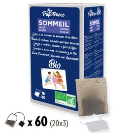 Les Papoteuses |Bio-Schlafkräutertee (dank Eisenkraut, Lavendel und Linde) | Bio-Aufguss 20 Teebeutel | Lavendel, Eisenkraut, Linde, Majoran und Orangenschale | Set mit 3 Schachteln