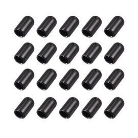 20pcs Rubber End Caps 6.5mm Inner Diameter Height 15mm Terminal Protection Caps Screw Protectors Vinyl Round End Cap Covers Screw Protectors for Furniture Pipe - Black