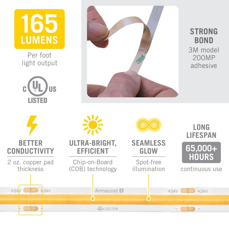 Armacost Lighting RibbonFlex Pro 24V White COB LED Strip Light