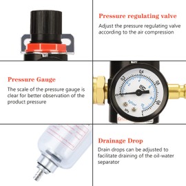 Air Pressure/Filte Regulator 1/4,Compressed Air Regulator/Air Filter Regulator with Water Separator and Quick Couplings for Compressor Filter