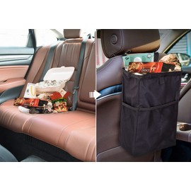 Ginsco Car Trash Bag Hanging, 2 Pack Large Capacity Car Trash Can, Leakproof Car Garbage Bag, Car Accessories, Foldable Waterproof Car Organizer with 4 Pockets for Camping