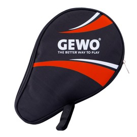 GEWO Master Round Case with Ball Compartment - Robust Table Tennis Bat Cover for One Racket and 3 Balls - Table Tennis Bag with Padded Racket Compartment - Single Table Tennis Bat Bag, 30 cm, Red