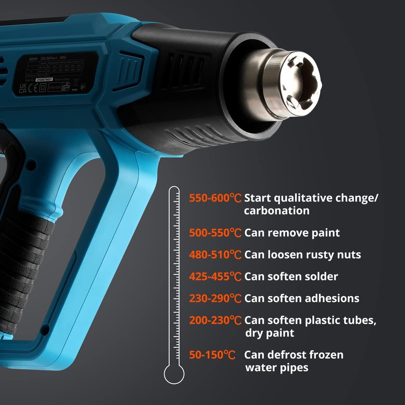 Tilswall 2000W Heat Gun with 2 Temperature Levels (440°C /