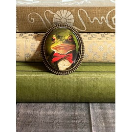 Gentleman Frog Brooch, Frog Pin, Victorian Inspired Frog Portrait Brooch, Frog Jewelry, Vintage Inspired Frog Pin