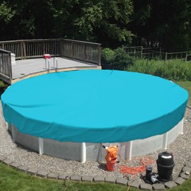TANG 9' ft Round Pool Covers for 6 Feet Round Pool Above Ground Pool Winter Waterproof Covers Wire Rope Hemmed All Edges 3ft Overlap for Above Ground Swimming Pools, Trampoline Cover
