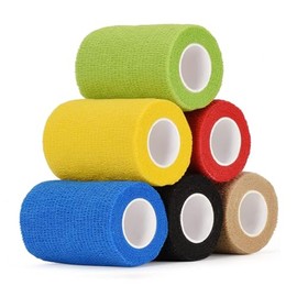 Vendajes Autoadhesivos 6 Rolls, Vendaje Autoadhesivo en 6 Colores,Venda Adhesiva Elástico Atlético de 5CM X 4.5M, Cinta Elástica Autoadherente y Trans