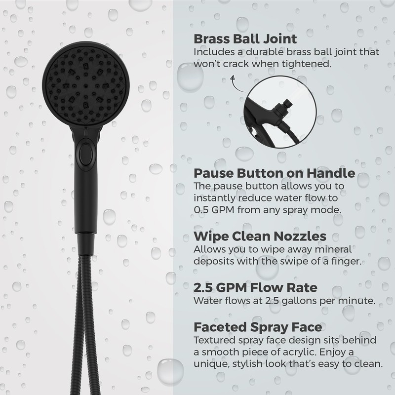 Pfister HydroFuse Handheld Shower Head, Hose Included, Magnetic Docking, 6-Function,