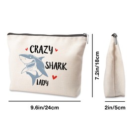 Tisubileiry Shark Gifts for Women Makeup Bag Crazy Shark Lady Gifts Make up Bag Funny Shark Design Large Capacity for Women Shark Lovers Gifts Graduation Friendship Birthday Christmas
