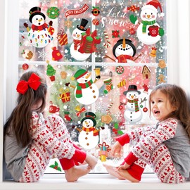 AnyDesign 9 Sheet Winter Window Clings Christmas Cute Snowman Window Decals Double-Sided Let it Snow Winter Window Decor for Xmas Winter Holiday Home School Office Decoration Party Supplies