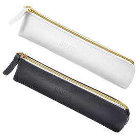 Tucnoeu 2pcs Small Leather Pouch Mini Cosmetic Bag for Purse Small Make Up Bag with Zipper Portable Small Cosmetic Organizer for Women and Girls(black white)