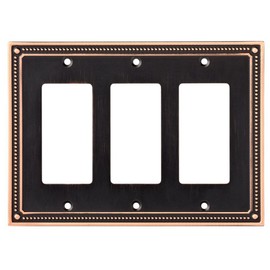 Franklin Brass W35067-VBC-C Classic Beaded Triple Decorator Wall Plate / Switch Plate / Cover, Bronze with Copper Highlights