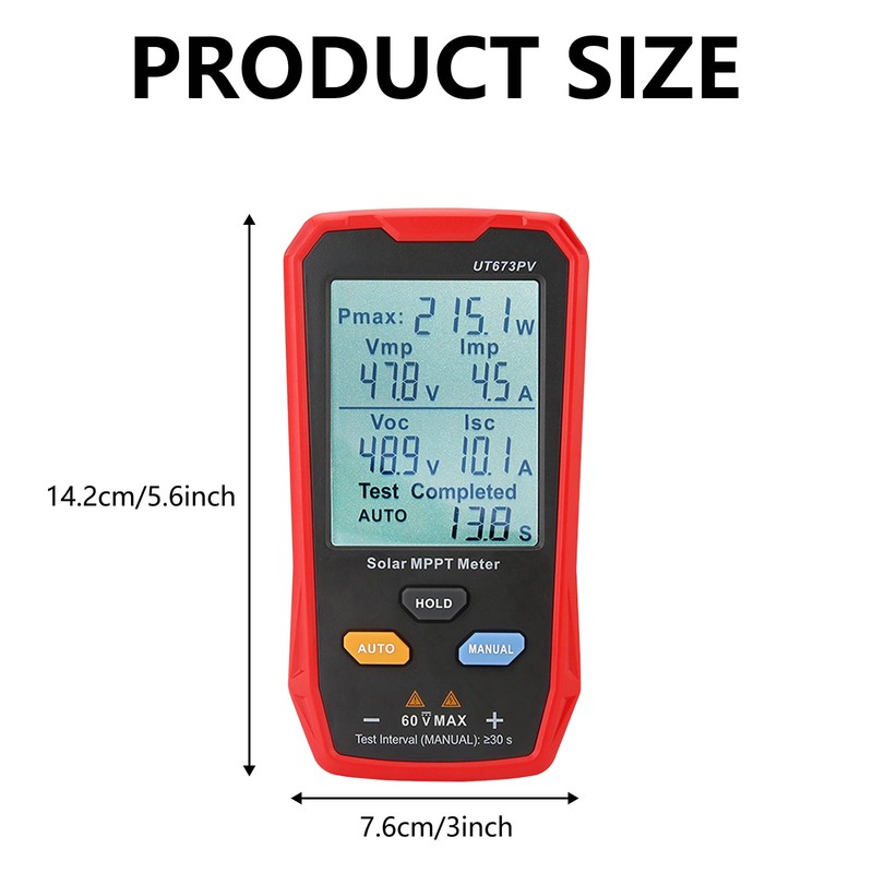 Solar Panel Tester, UT673PV 800W Photovoltaic Multimeter Solar MPPT Meter