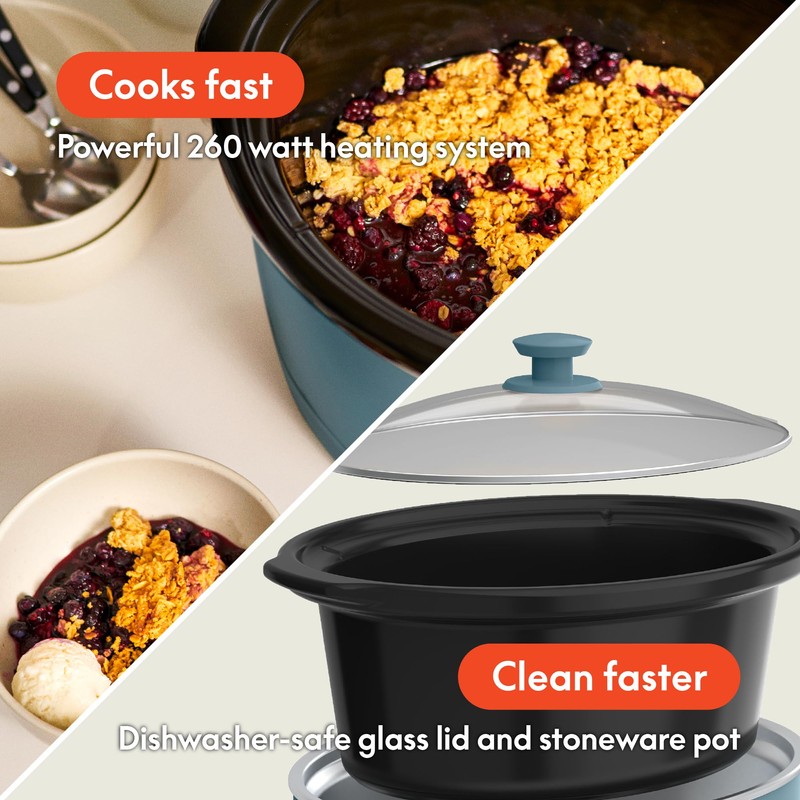 bella 6.0 Qt Manual Slow Cooker, Ceramic Nonstick Coating, 3