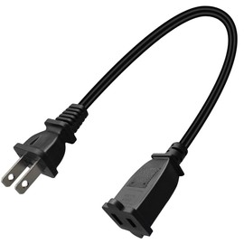 Strhowill Short 1-Foot Nema 1-15P to 1-15R Extension Cable,US 2-Prong Male-Female Extension Power Cord (NO Polarized)
