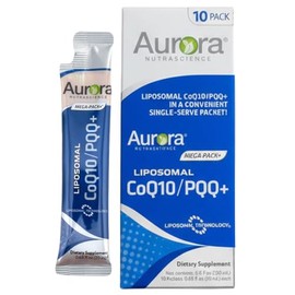 Vida Lifescience Aurora Nutrascience, Mega-Liposomal Coq10/Pqq+ Vitamina C, Sin Gluten, Sin Omg, Sin Azúcar, Sabor A Fruta Orgánica, 32 Sobres Individuales, 640 Ml (21.7 Oz)