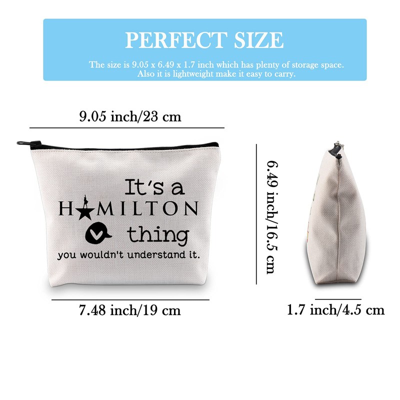 Hamilton Gift Broadway Music Cinema Zip Up Cosmetic Bag It's