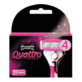 WILKINSON SWORD - Quattro For Women, Smooth Glide, 3 x Razor Blade Refills
