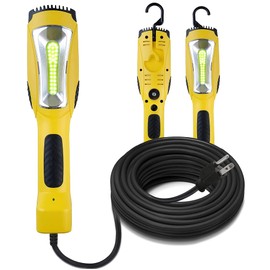 Aceland Portable Corded LED Work Light with Outlet in Handle, COB LED, 1600 Lumen 6ft 116AWG 3C SJTW Cord Handheld Outdoor Work Light, Magnetic on Back