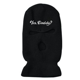 3 Hole Ski Mask, Winter Full Face Cover Knit Beanie for Women,Yes Daddy Balaclava (US, Alpha, One Size, Medium, Black)