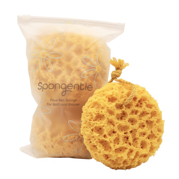 Spongentle Deep Cleansing Body Loofah Sponge, Natural Colors, for Bath and Shower, Multiple Textures for Gentle and Deep Exfoliation, Generous and Rich Lather, (Pack of 3)