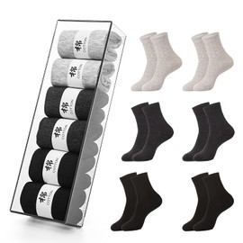 Cues Kiro Men's Business Socks, Cotton, Breathable, Elastic, Antibacterial, Odor Resistant, Sweat Absorbent, Four Seasons, Black, 6 Pairs Set, 9.4 - 11.0 inches (24 - 28 cm), Set of 6 pairs - 2