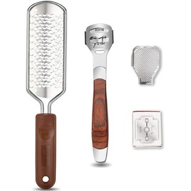 2 sizes stainless steel Foot File tools Foot Rasp & Wood Handle Callus Shaver (10 Replacement & 1 Foot File Heads), Pedicure Foot File Kit, Heel Scraper for Feet, Foot File Callus Remover Beauty & Personal Care