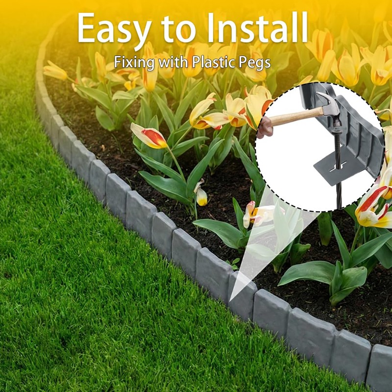 Garden Edging 40pcs, Faux Stone Edging for Landscaping [4 Inch