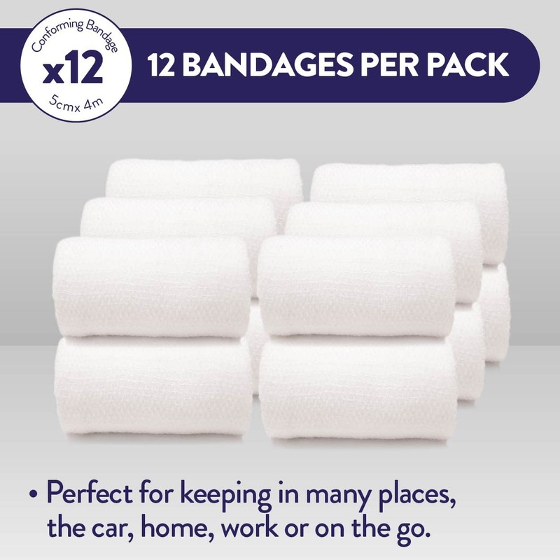 JFA Medical Conforming Bandage, Gauze Bandage Roll 5cm x 4m
