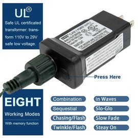 Decute 300LED Christmas String Lights Outdoor Waterproof 105FT UL Certified with End-to-End Plug 8 Modes, Cool White Indoor Starry Fairy Lights for Christmas Tree Patio Garden Wedding Party Decor