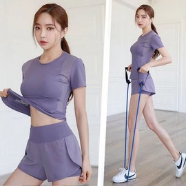 New Summer Premium Anti-Exposure Quick-Dry Yoga Shorts Set Real Pink Set + S 40.00 Kg-46.00 Kg 5ea