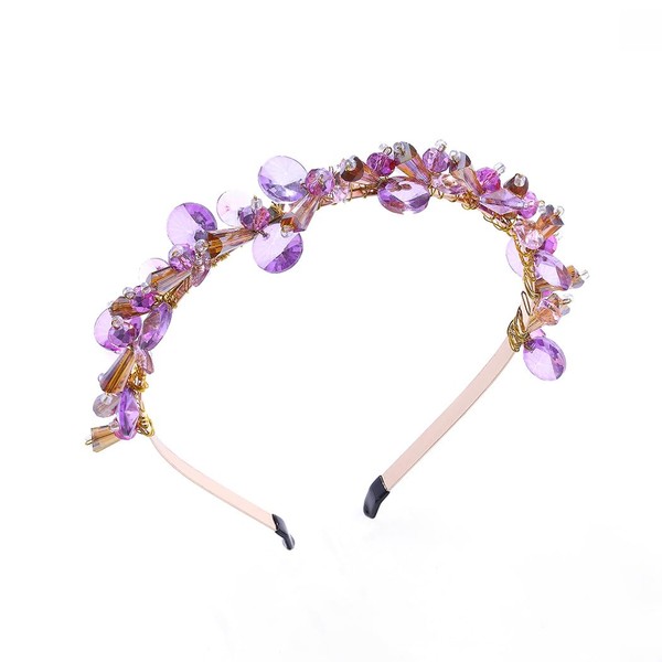 IYOU Bling Crystal Headbands Purple Rhinestone Headwear Gemstone Vintage Party Birtyday Hair Accessories for Women and Girls