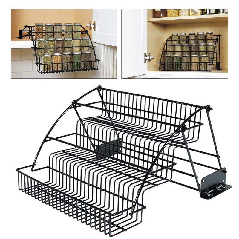 3 Tier Layer Storage Pull Down Basket Spice Rack Cabinet