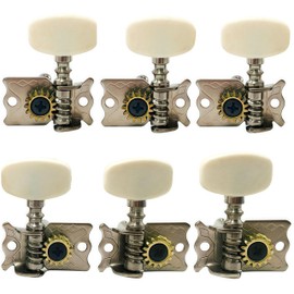 Tuning Pegs 6pcs Chrome Plated Machine Head Classic Guitar Tuning Pegs Single Tuner Key String Machine Head Parts 3 Left 3 Right Beige