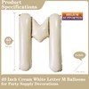 Cream White Letter M Balloons, 40 Inch Giant Letter Balloons