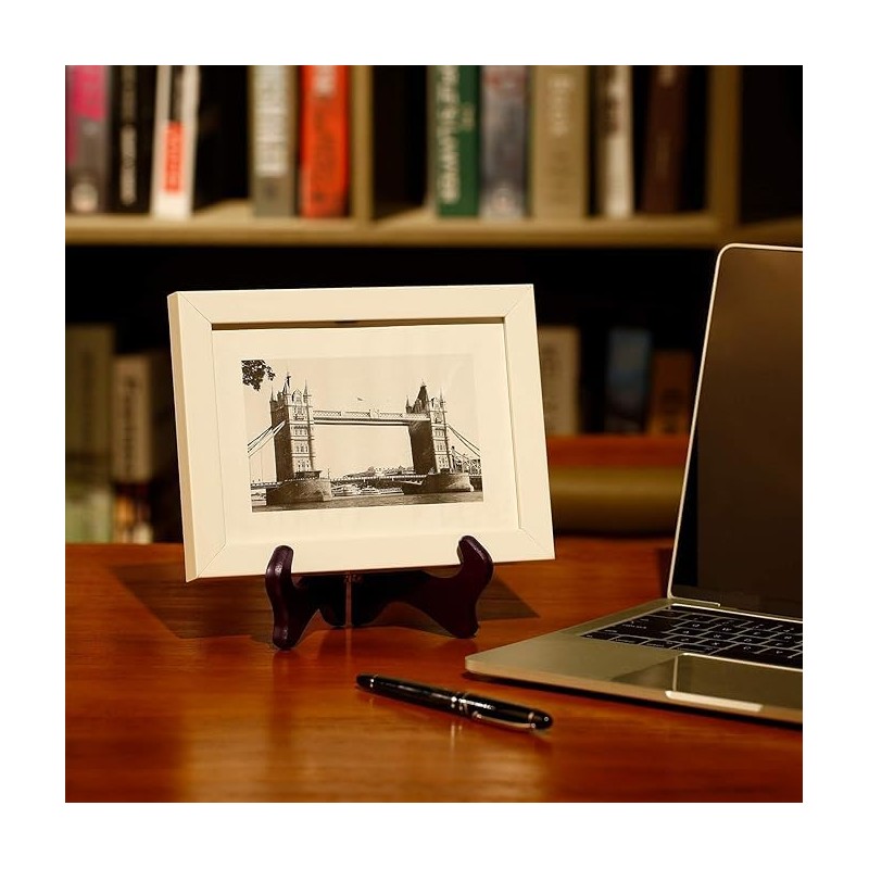 Brown Wooden Display Stand Plate Holder Easels, 4Pcs Wooden Display