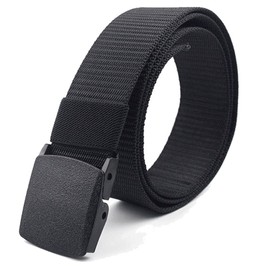 EcoGear FX Nylon Belts for Men - Adjustable Canvas Tactical Men Belt With Plastic Buckle 1.5 inch Width (Black)